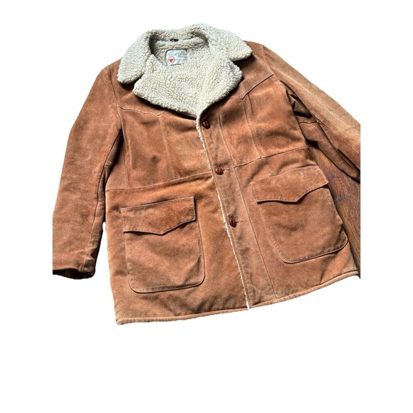 Vtg 70's Suede Rancher Coat Mens 44T Tall Brown Western Cowboy Marlboro Man EUC - Picture 4 of 16